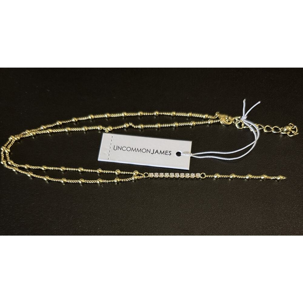 NEW Uncommon James - Gold Rebellion Lariat Necklace With White Stone Diamonds